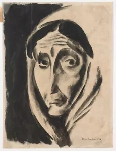 Boris Deutsch (1892-1978) "Head of an elderly woman", drawing, 1928 (1) - Picture 1 of 10