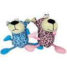 BULK BUY 30 SOFT DOG TOY DUDE LEOPARD PRINT PINK AND BLUE PLUSH RESELL