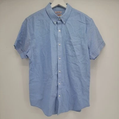 Camisa azul lisa con botones de fácil cuidado de Arizona para hombre talla L Foto 1 de 4