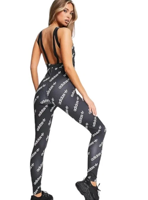 $ 100 Adidas Originals Women’s Stretch Logo Catsuit Black Large HM4890