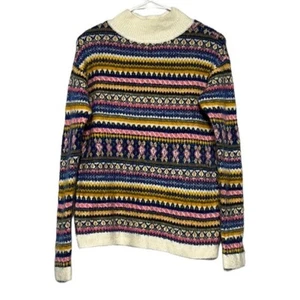 Suéter Talbots Fair Isle para mujer talla XS cuello falso marfil rayas coloridas - Imagen 1 de 8