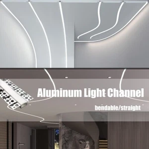 Plaster in LED Aluminum Channel W/ Flange Trimless Recessed Holder for LED Strip - Picture 1 of 53