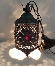 Antique Spanish Moroccan Filigree Lantern Light Ornate Hanging Ceiling Pendant