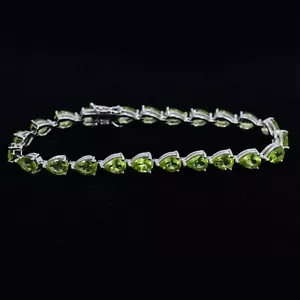Peridot Bracelet 925 Sterling Silver Bracelet Women's Bridal Wedding Jewelry - Picture 1 of 5