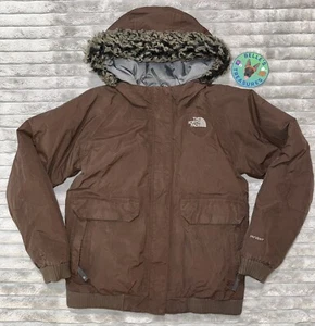 The North Face Brown HyVent Goose Down Hooded Ski SKiing Jacket Girls XL - Picture 1 of 15