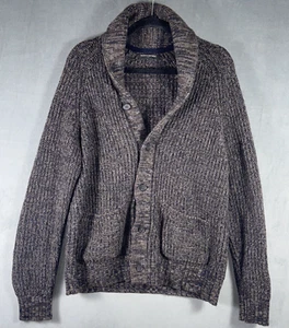 Cárdigan suéter grande Banana Republic cuello chal para hombre negro marrón algodón - Imagen 1 de 7