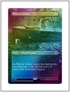 1x Watery Grave, Foil, Borderless Art, Ravnica Clue Edition, Magic MTG NM - Picture 1 of 1