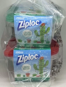 (2) Ziploc Limitierte Auflage 3 tiefe quadratische 1,25 QT Rot & Grün Deckel Behälter - Bild 1 von 12