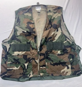 Vintage Duck Bay Hunting Vest Green 2XL Camouflage Canvas Ammo Holder & Pouch - Picture 1 of 10