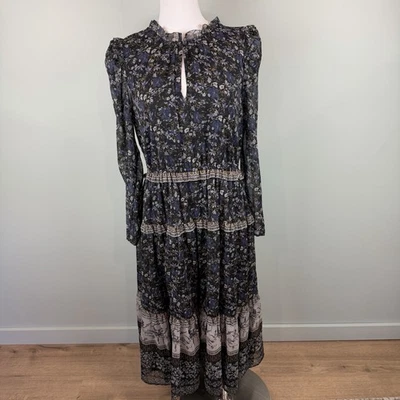 Antonio Melani Alexia Multi Floral Printed Long Sleeve Keyhole midi Dress sz 12 - Image 1 of 4