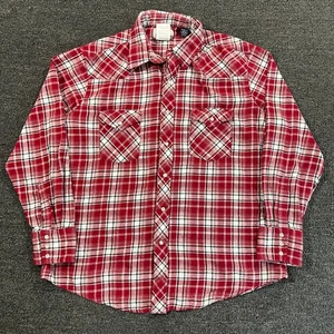 Wrangler Pearl Snap Western Shirt XL Red Plaid Short Sleeve Rodeo Cowboy - Picture 1 of 10