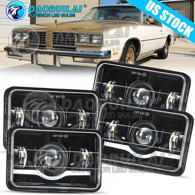 4PCS 4x6" LED Headlights Hi-Lo Beam DRL For Oldsmobile Cutlass Supreme 1976-1988 - Image 1 of 4
