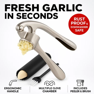 Prensa de ajo acero inoxidable picadora trituradora fácil exprimir a prueba de óxido lavavajillas Foto 1 de 4