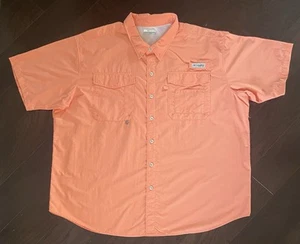 Columbia Mens 3X PFG Vented Fishing Omni Shade Button Up Short Sleeve Orange - Picture 1 of 9