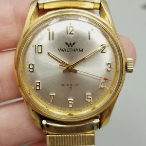 Vintage Waltham Uhr Herren 17 Jewel Incabloc Swiss Made goldfarben Stretchband - Bild 1 von 10
