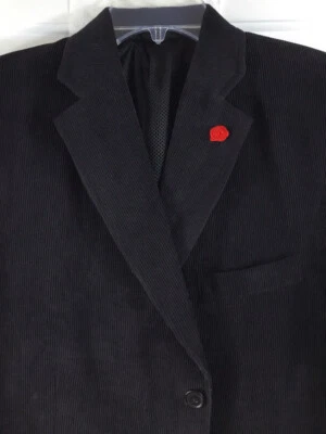 Abrigo deportivo de lacrosse para hombre 44R negro pana blazer chaqueta de tres botones Foto 1 de 4