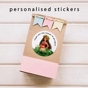 MOANA birthday personalised,thank you party stickers, sweet cones labels - Picture 1 of 2