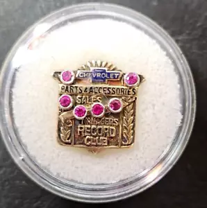 GBM Chevrolet P&A Sales Manager Club Pin 10K GOLD 6 Gem Stones - Nice! - Picture 1 of 4