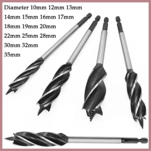 Wood Bits Auger Drill Bit 4 Cutter Fast Cut Spade Bits Holesaw Boring 10mm~35mm - Picture 1 of 7
