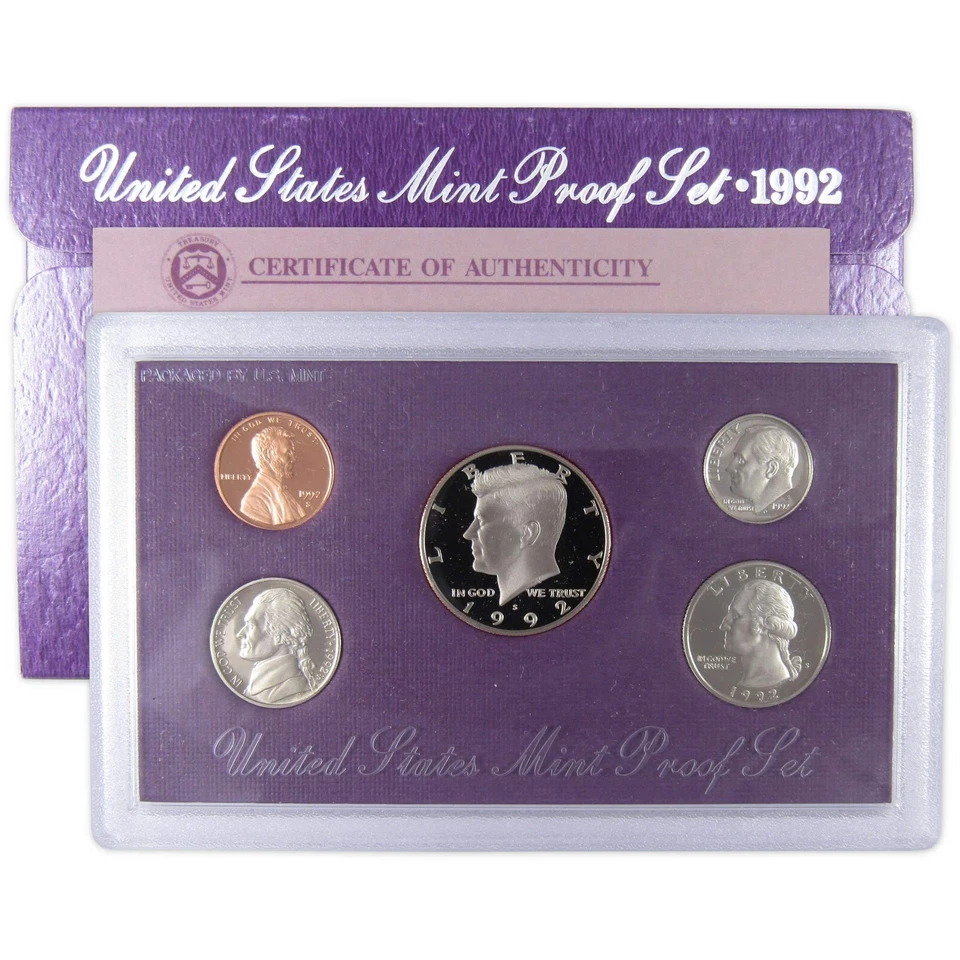 1992 Clad Proof Set U.S. Mint Original Government Packaging OGP COA - Image 1 of 4