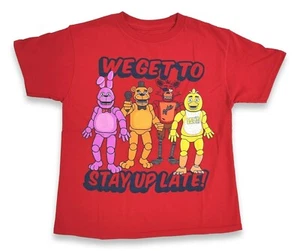 Five Nights at Freddys Shirt Boys Youth Large Red Short Sleeve Stay Up T-Shirt - Picture 1 of 5