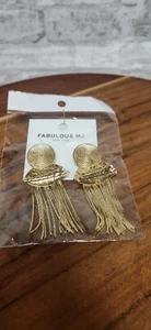 Pendientes Pluma Ligeros Cuelgan 3" Largo Cadena Oro Borla Cuelga Hipérbole - Imagen 1 de 3