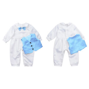 Infant Baby Boys Christening Clothes Set Baptism Gentleman Outfits Bodysuit Vest