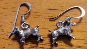 Adorable Dog Sterling Silver 925 Danhle Earrings - Picture 1 of 3