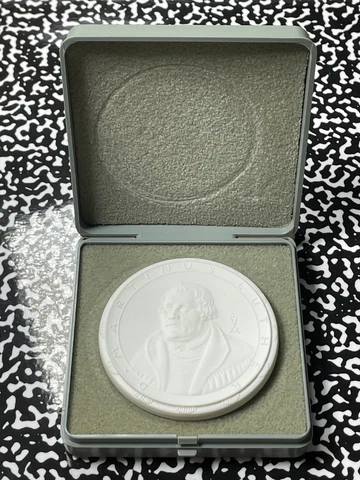 1983 East Germany Martin Luther White Porcelain Medal Lot#B1384 Original Box Cover