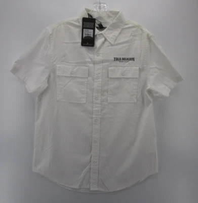 Camisa True Religion Hombre Pequeña Blanca Abotonada Triple Aguja Solapa Bolsillos NUEVA Foto 1 de 4