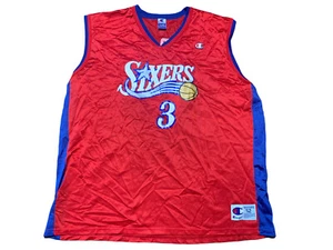 Vintage Allen Iverson Official Champion Jersey NBA Philadelphia 76ers XXL 52 Red - Picture 1 of 9