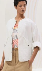 Hermes Jacket with equestrian details Cotton Blanco Natural EU42 US 12 Large - Picture 1 of 3