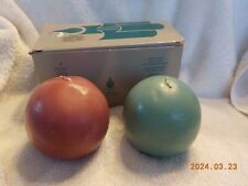 Vintage Partylite set of 2 ball candles 3" light red and green