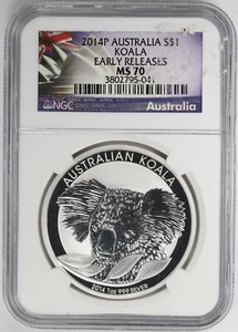 2014-P Australia Silver Koala NGC MS70 Early Releases $1 - Picture 1 of 8