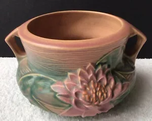 Fioriera vintage Roseville ceramica ninfea 663-5 doppio manico - Foto 1 di 8