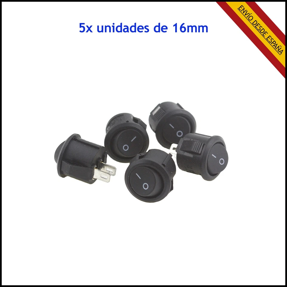 5x Interruptor ON OFF Redondo Negro PANEL 220v 250v 3A empotrable boton - Imagen 1 de 4