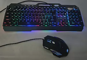 K670-VR - Metal Panel With Rainbow LED Wired Gaming Keyboard and Cobra Mouse Set - Photo 1/10