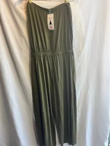 Zesica Size XL Green Strapless One Piece Jumpsuit Pull On Elastic Waist NWT - Picture 1 of 6
