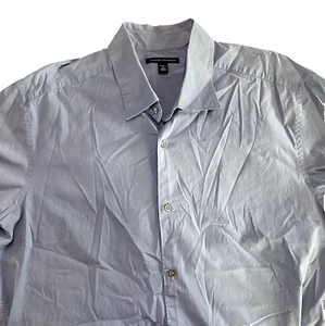 Banana Republic Button Up Shirt Mens Size XL Blue Stretch Short Sleeve Collared - Picture 1 of 6