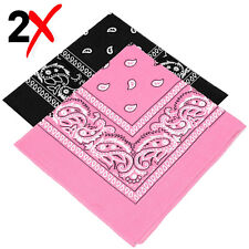2 Pack Bandana 100% Cotton Paisley Print Double-Sided Scarf Head Neck Face Mask