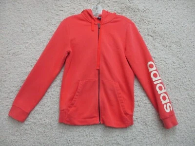 Adidas Suéter Mediano Juvenil Naranja Coral Cremallera Completa Bolsillos Sudadera con Capucha Logo Niñas M Foto 1 de 4
