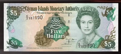 2005 Cayman Islands, $5,  PIC# 34b, QEII C/2-prefix, GEM UNC 3 OF 4 CONSEC NOTES - Image 1 of 2