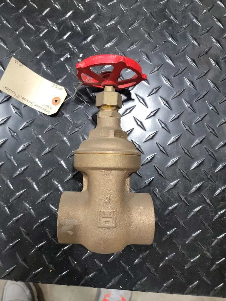 Milwaukee Valve Bronze Gate Valve 2" CTS Solder Joint Ends 125-SWP 200-WOG 1WEF7 - Image 1 of 4