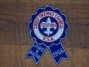 BSA Boy Scout Chief Okemos Council Scout Fair Blue Ribbon Patch 1966  Mason - Picture 1 of 3