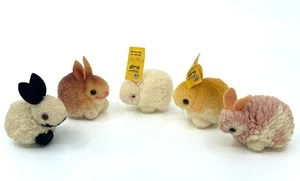 Steiff Woolen Rabbit x 5 1960s two ID Buttons Tags 4cm 1.5in Mixed Colors Vtg - Picture 1 of 19