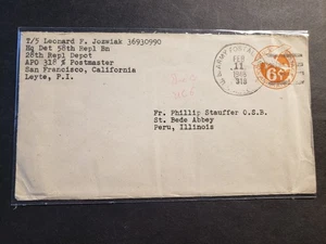 APO 318 LEYTE PHILIPPINES 1946 Army Cover 58th Repl Bn, 28th Depot Soldiers Mail - Picture 1 of 2