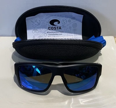 Gafas de sol Costa Del Mar para hombre Taxman gruesas cuadradas polarizadas espejadas negras/azules Foto 1 de 4