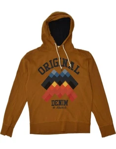 JACK & JONES Mens Graphic Hoodie Jumper Large Brown Cotton BC41 - Picture 1 of 3
