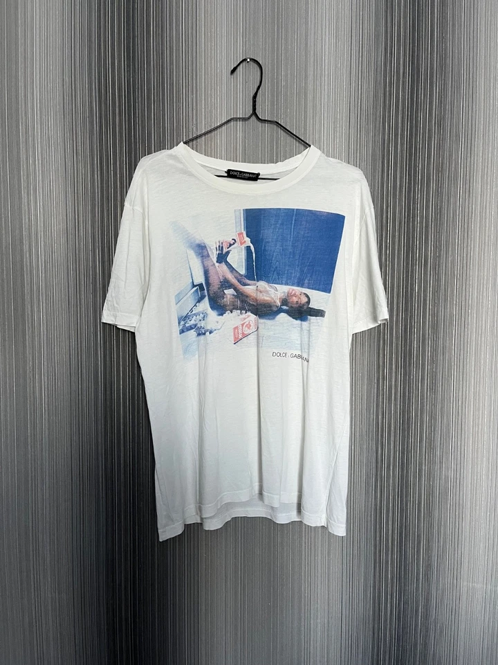 КУЛЬТОВЫЙ АРХИВ! Винтажная футболка D&G 90-е Y2K молочная фотопечать Dolce and Gabbana - Изображение 1 из 4
