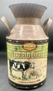 Vintage Reproduction Of Cloverfield Dairy Farm Milk Can 11 7/8" Farmhouse Decor - Picture 1 of 8